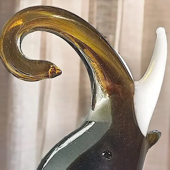 Murano Handblown Green Glass Elephant Figure W/Good Luck White Upward Tusk - Picture 7 of 16